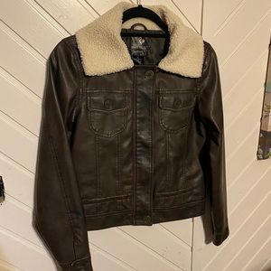 Full Tilt Brown Bomber Jacket 9 “faux leather”